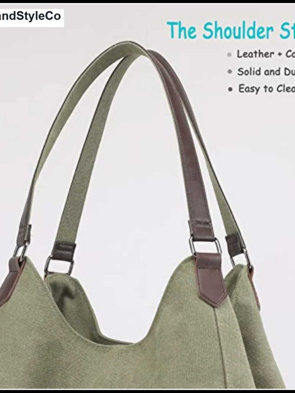 Canvas Hobo Shoulder Bag Multi Pocket Tote Handbag